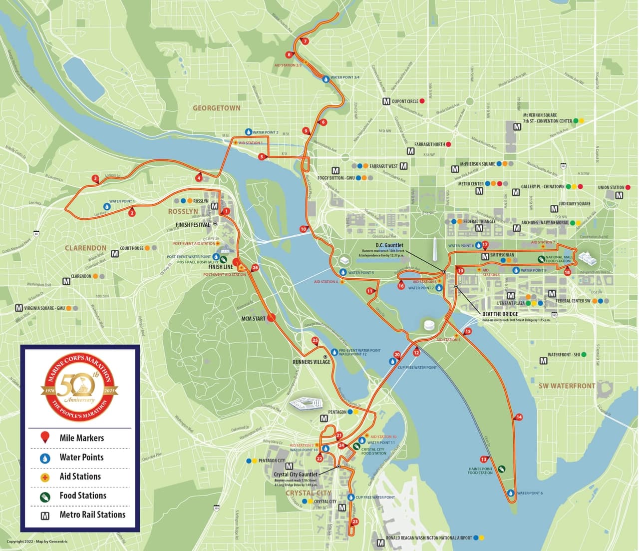 marine corps marathon 50th anniversary map