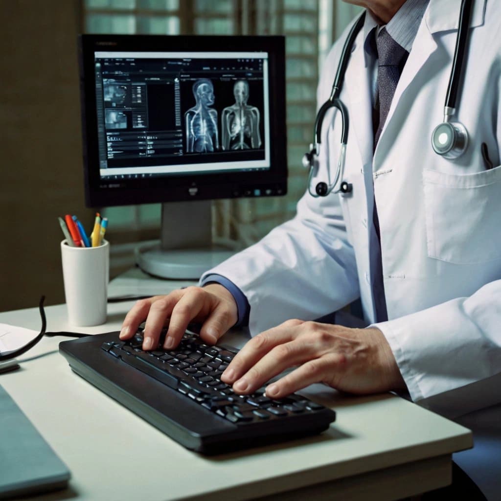 Doctor using software on a computer
