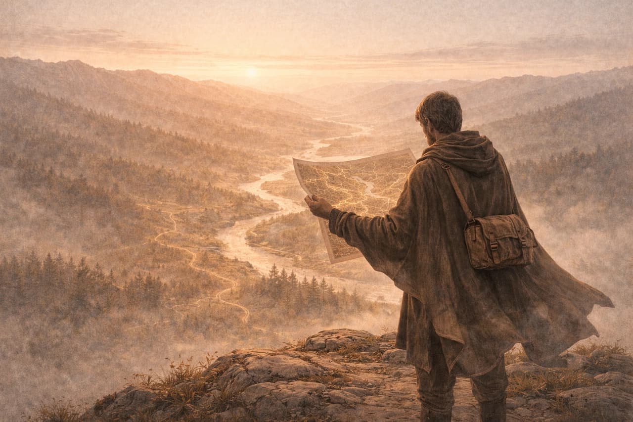 traveler looking at a map, representing the user taking the quiz and exploring their digital world